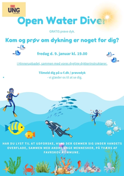 Plakat med dykkere og fisk