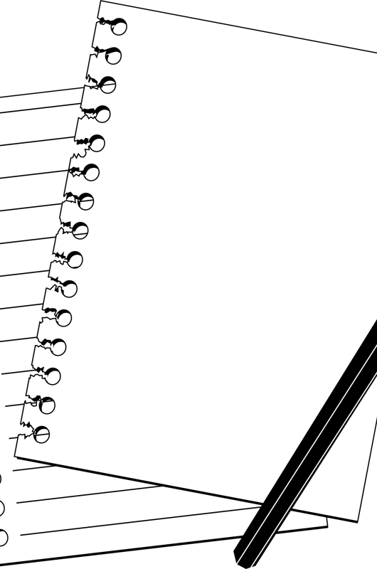 en tegning af to stykker papir og en blyant