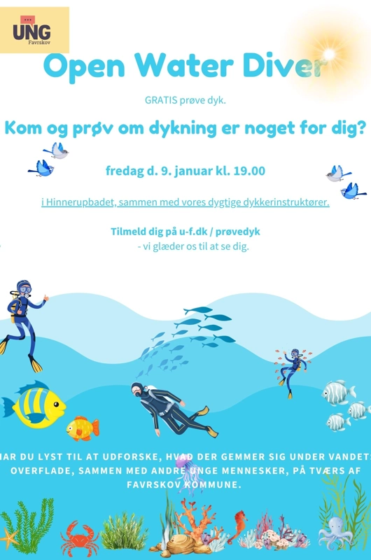 Plakat med dykkere og fisk