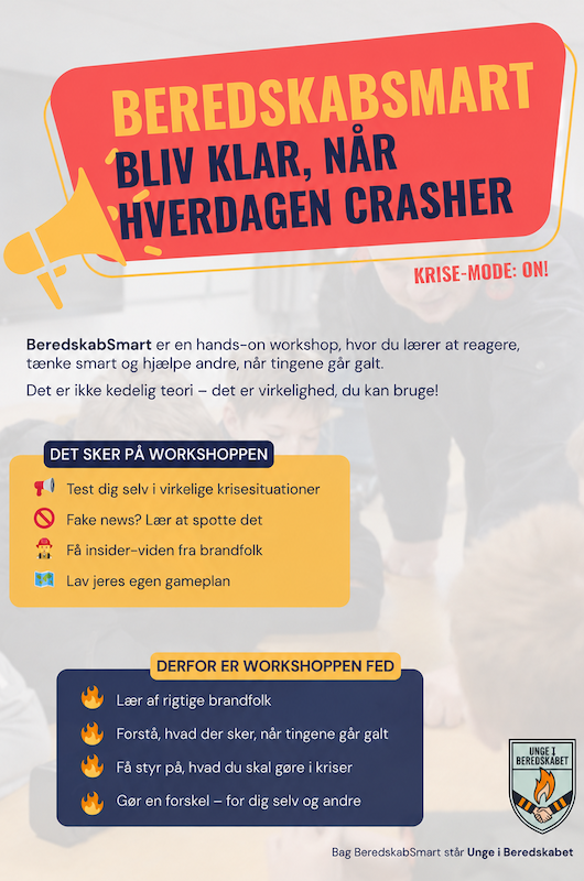 en plakat hvor der står noget information om en workshop der handler om beredskab