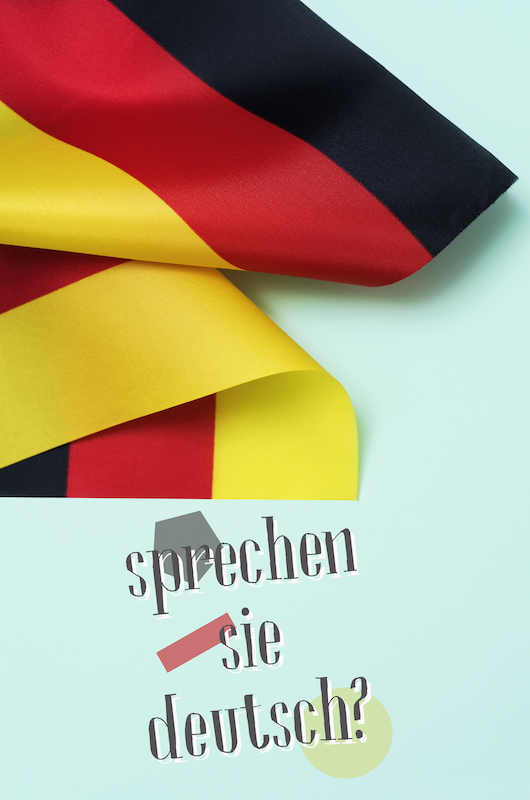 det tyske flag med teksten, sprechen sie deutch?